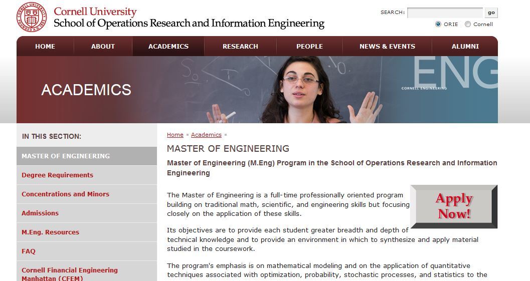 Cornell University, M.Eng. concentration in Data Analytics