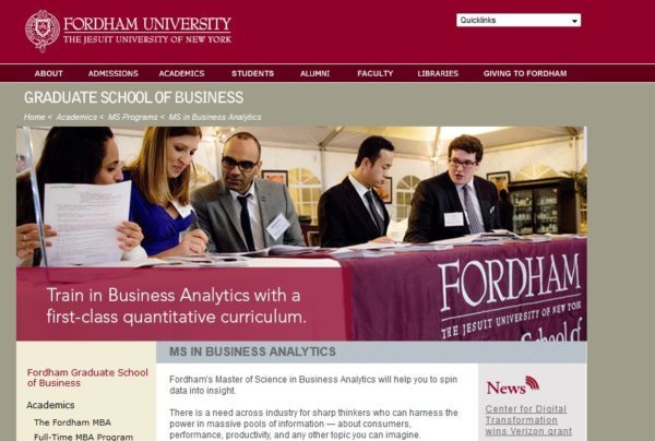 Fordham University, Master of Science Business Analytics in 2025 ...