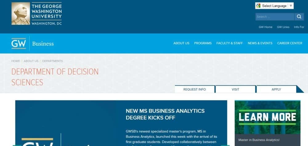 George Washington University, MS Business Analytics