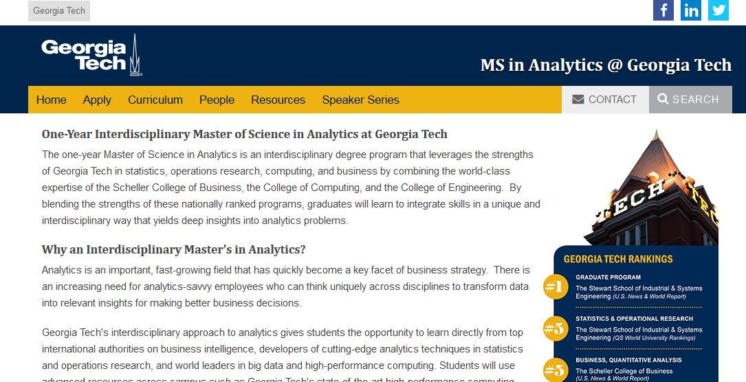 Georgia Tech Master’s in Analytics