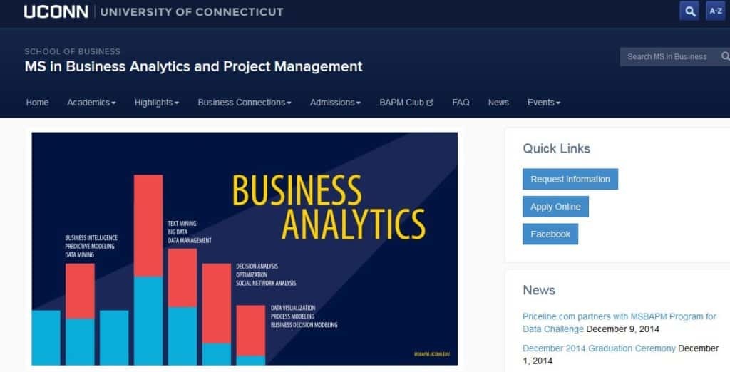 University of Connecticut, MS Business Analytics and Project Management ...