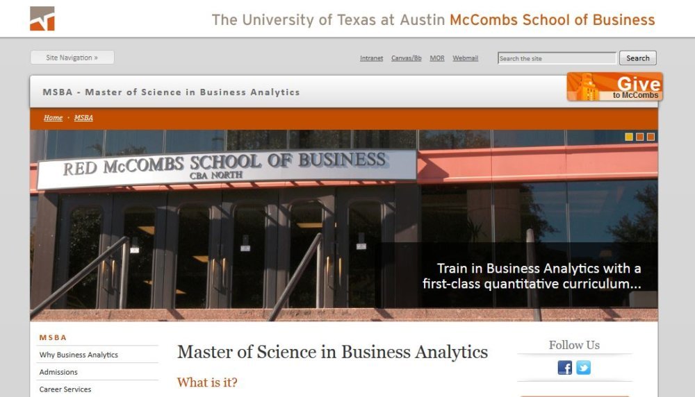 University of Texas, MS Business Analytics