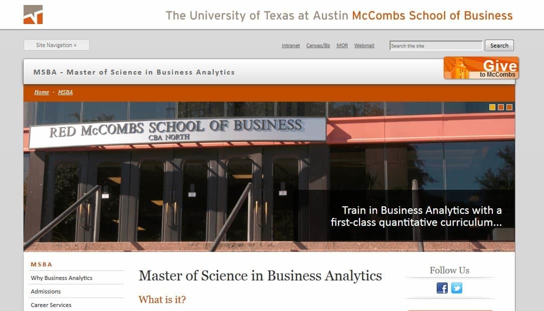 University of Texas, MS Business Analytics