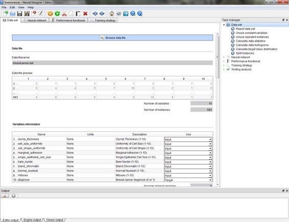Neural Designer- breast cancer diagnosis example