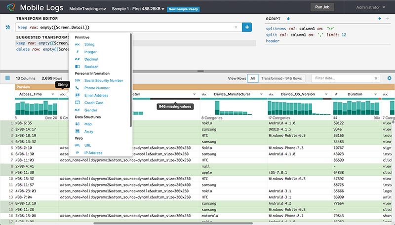Trifacta’s Visual Data Profiling