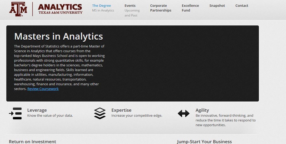 Texas A&M University, M.S. Analytics