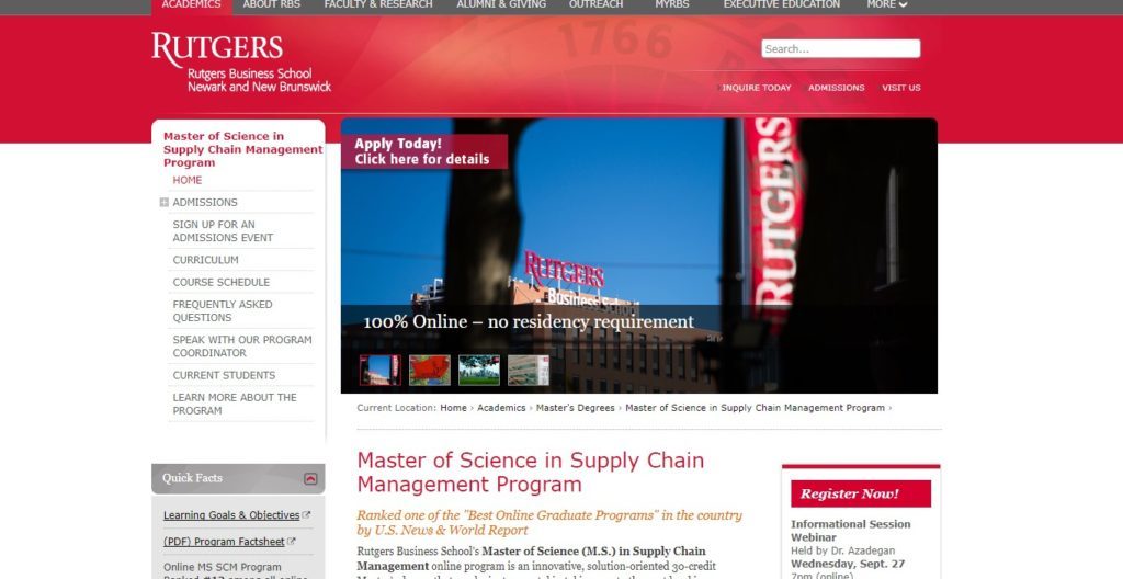 Supply Chain Management Rutgers Ranking Rutgers University, Master of Science in Supply Chain Management in ...