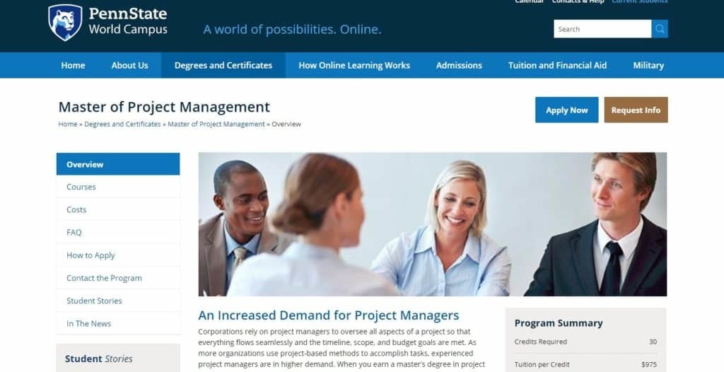 Pa Project Control The Pennsylvania State University World Campus, Master of Project ...