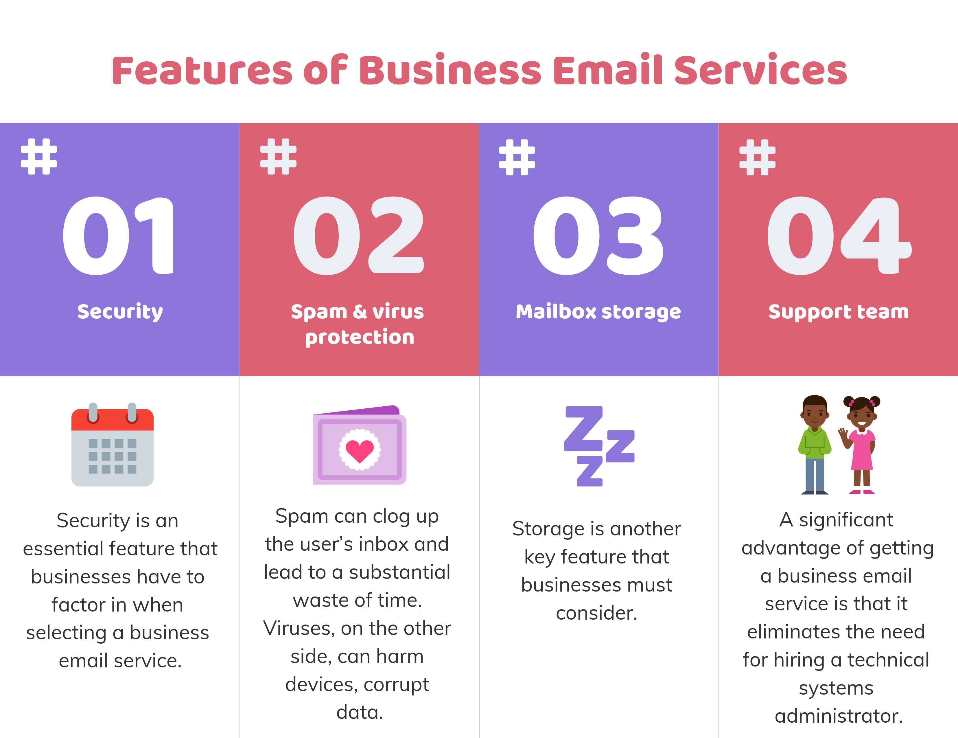 What are the features of Business Email Services